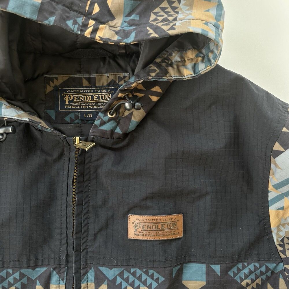 Pendleton Black & Blue Journey West Bow Pass Bomber Jacket Mens Large - Picture 3 of 10